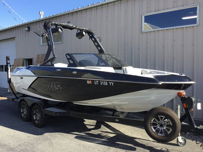 Axis A20 with Grey Skull Tower and Factory Bimini Double Up Storage Cover - BoardCo