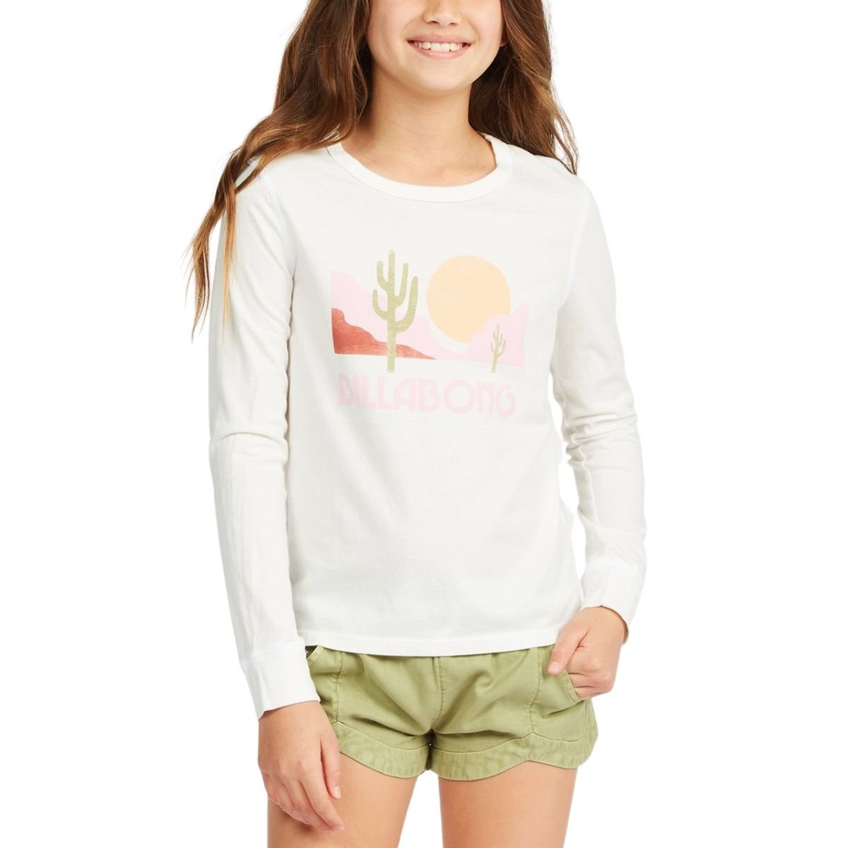 Billabong Follow Your Heart Girls Long Sleeve Tee in Salt Crystal - BoardCo