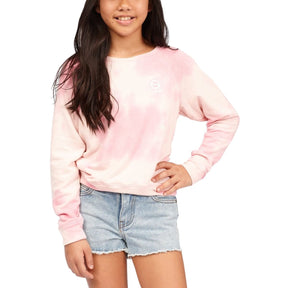 Billabong Girls With My Crew Sweatshirt in Coral Pink