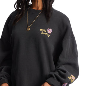 Billabong Ride In Oversized Sweatshirt in Black Sands - BoardCo