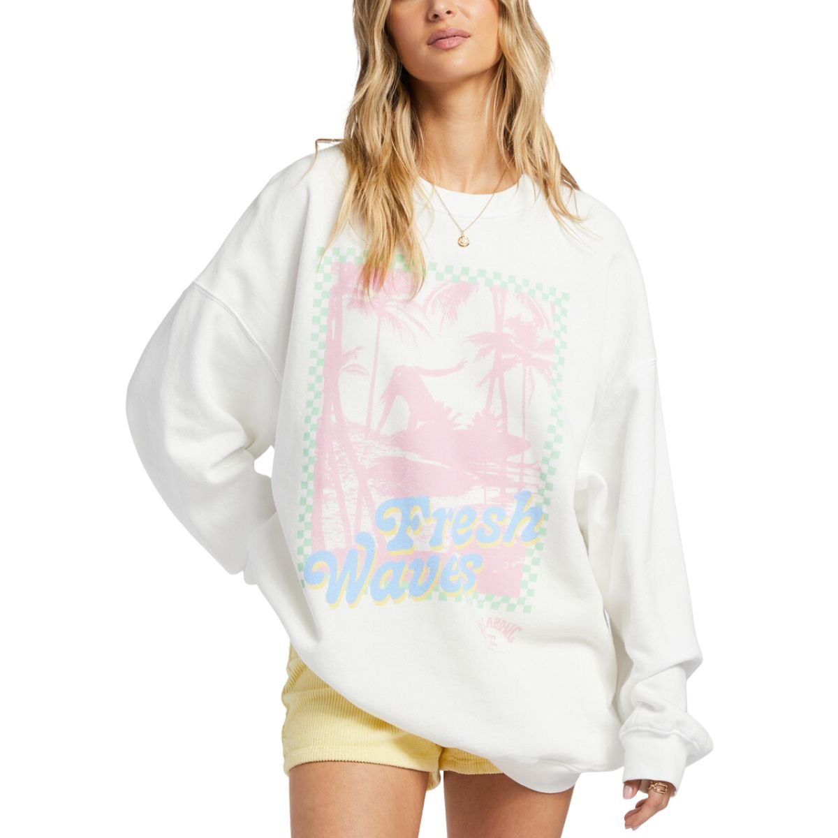 Billabong Ride In Oversized Sweatshirt in Salt Crystal - BoardCo