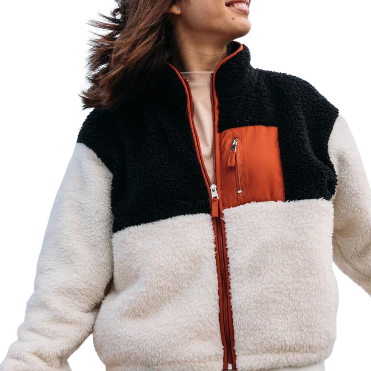 Body Glove Sportswear Women's Color Blocked Sherpa Zip in Cream - BoardCo