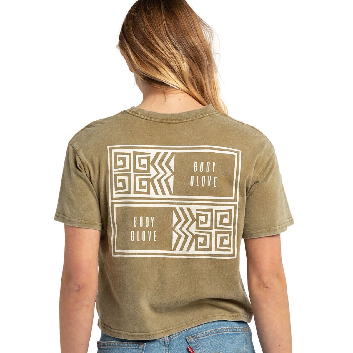 Body Glove Women's Crop Tee Geometric in Fern Green - BoardCo