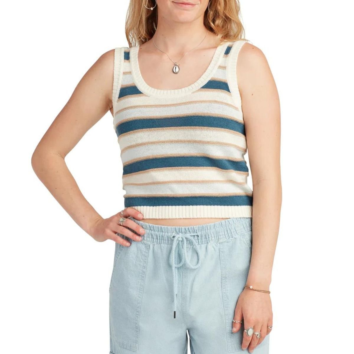 Body Glove Women's Sweater Tank in Blue and Cream - BoardCo