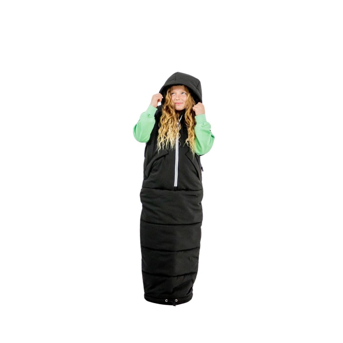 Iglu Kids Fur-Lined Hooded Poncho in Blackout - BoardCo