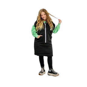 Iglu Kids Fur-Lined Hooded Poncho in Blackout - BoardCo
