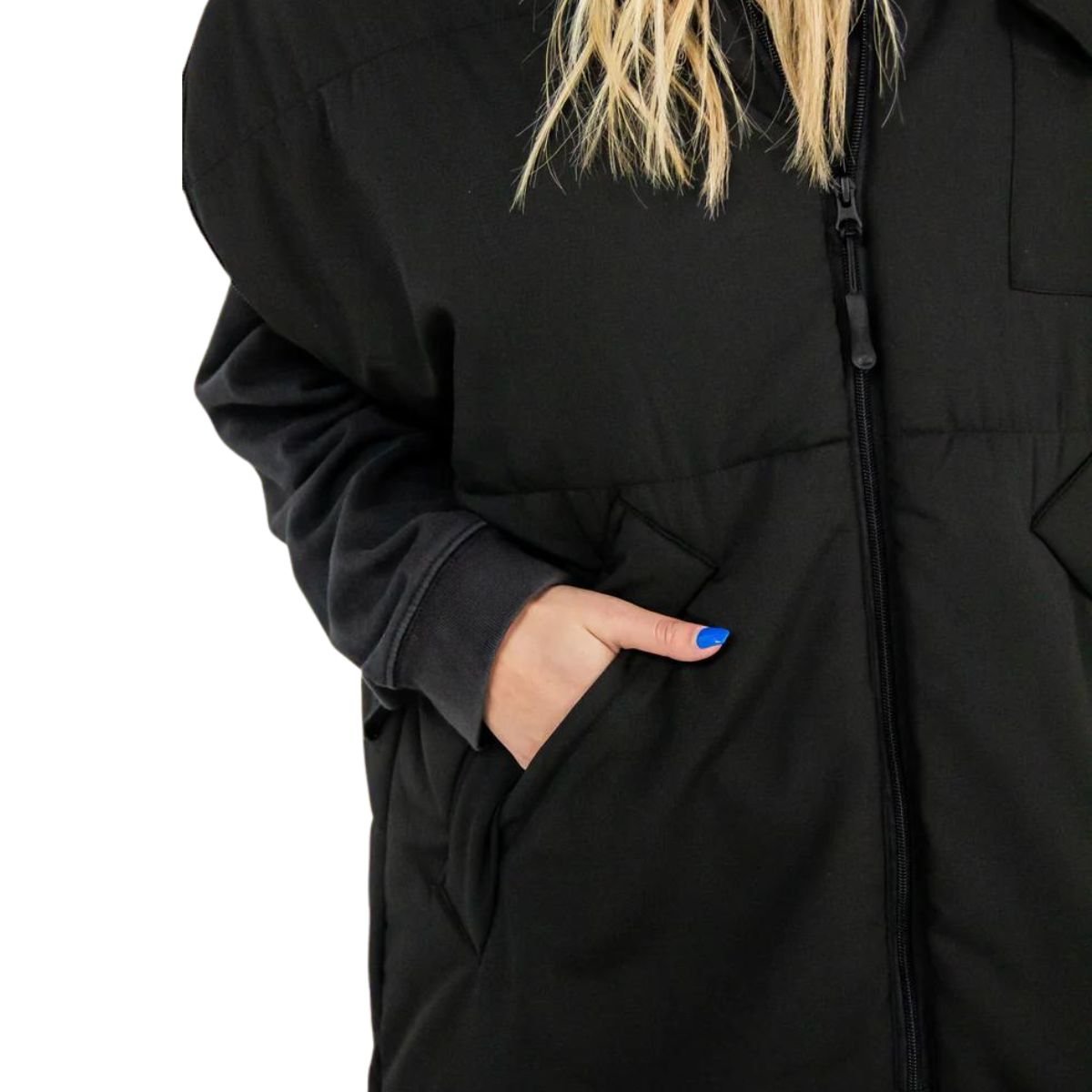 Iglu Original Fur-Lined Hooded Poncho in Blackout - BoardCo