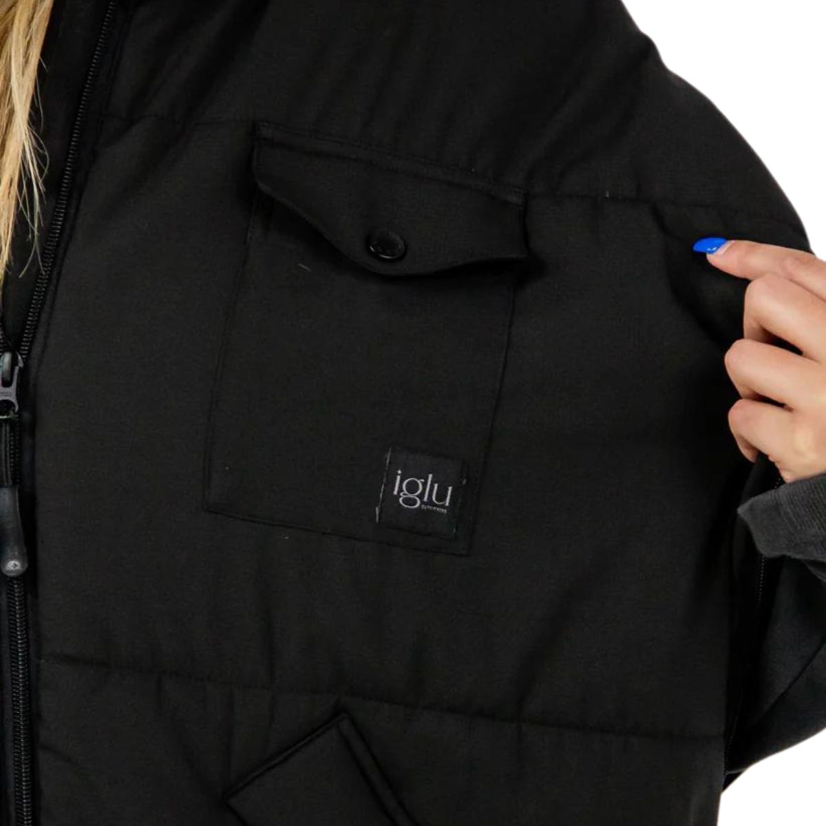Iglu Original Fur-Lined Hooded Poncho in Blackout - BoardCo