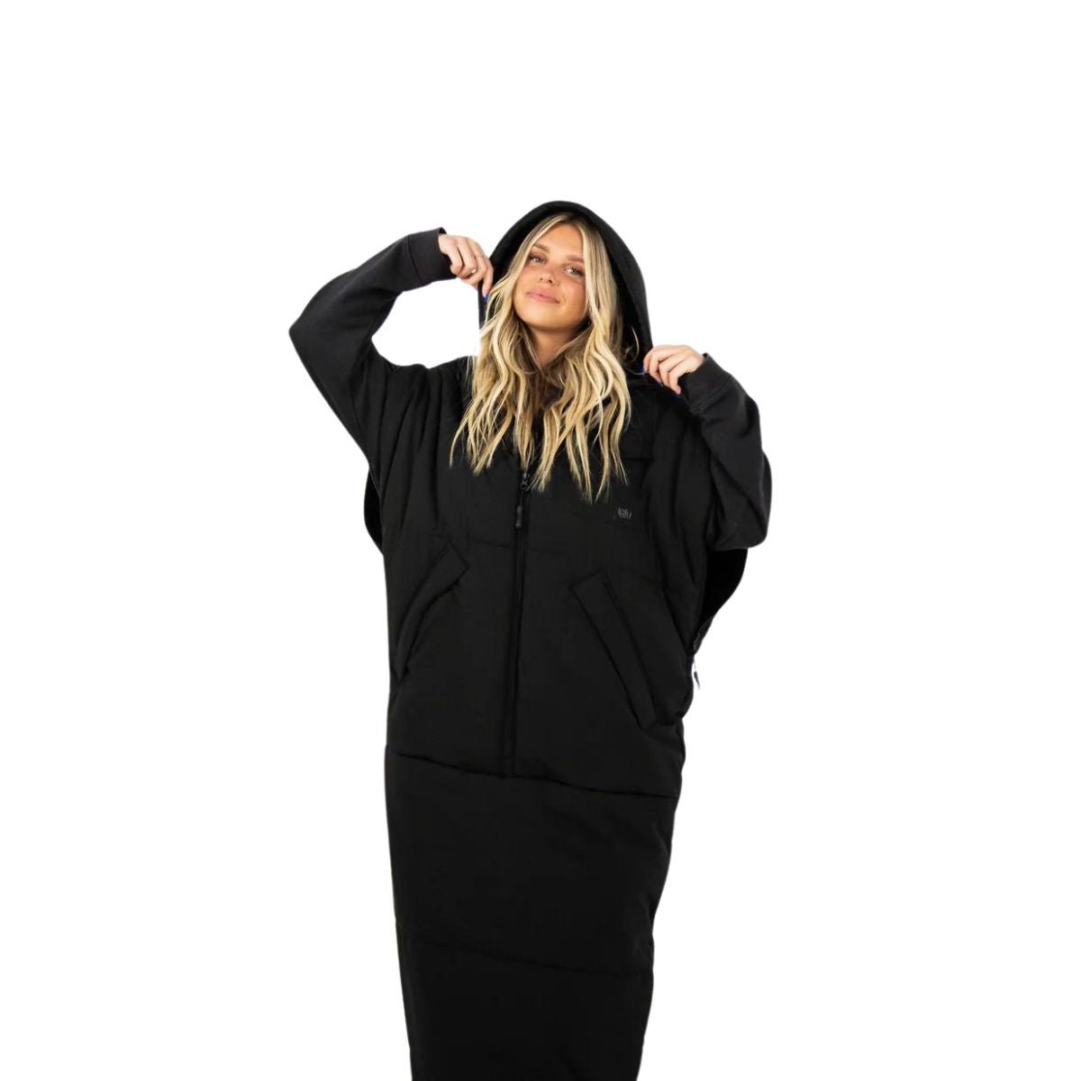 Iglu Original Fur-Lined Hooded Poncho in Blackout - BoardCo