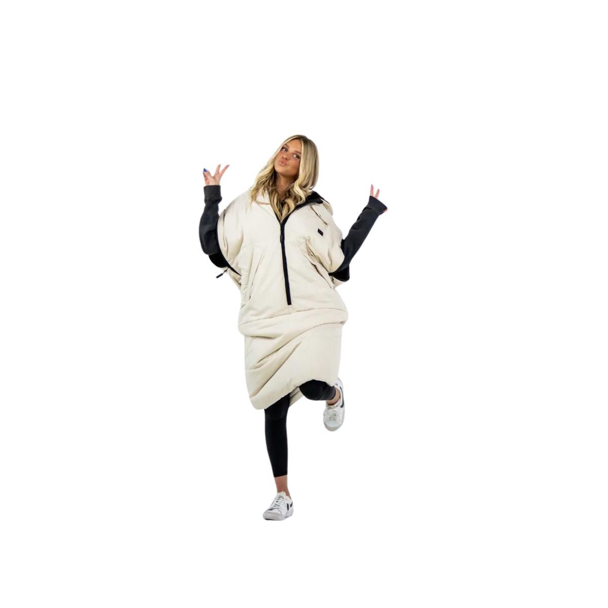 Iglu Original Fur-Lined Hooded Poncho in Ivory - BoardCo