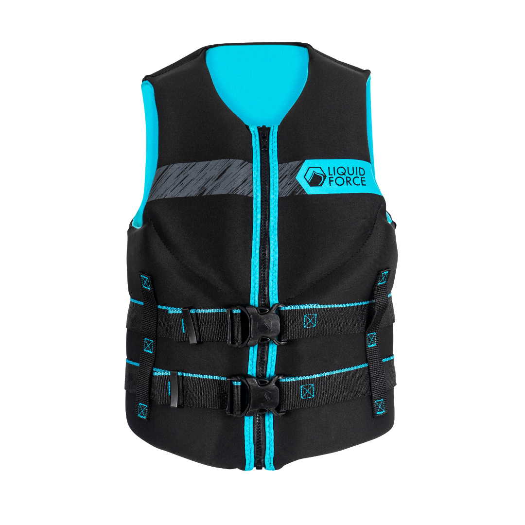 Liquid Force Classic Hinge Women's CGA Life Jacket in Black/Aqua - BoardCo