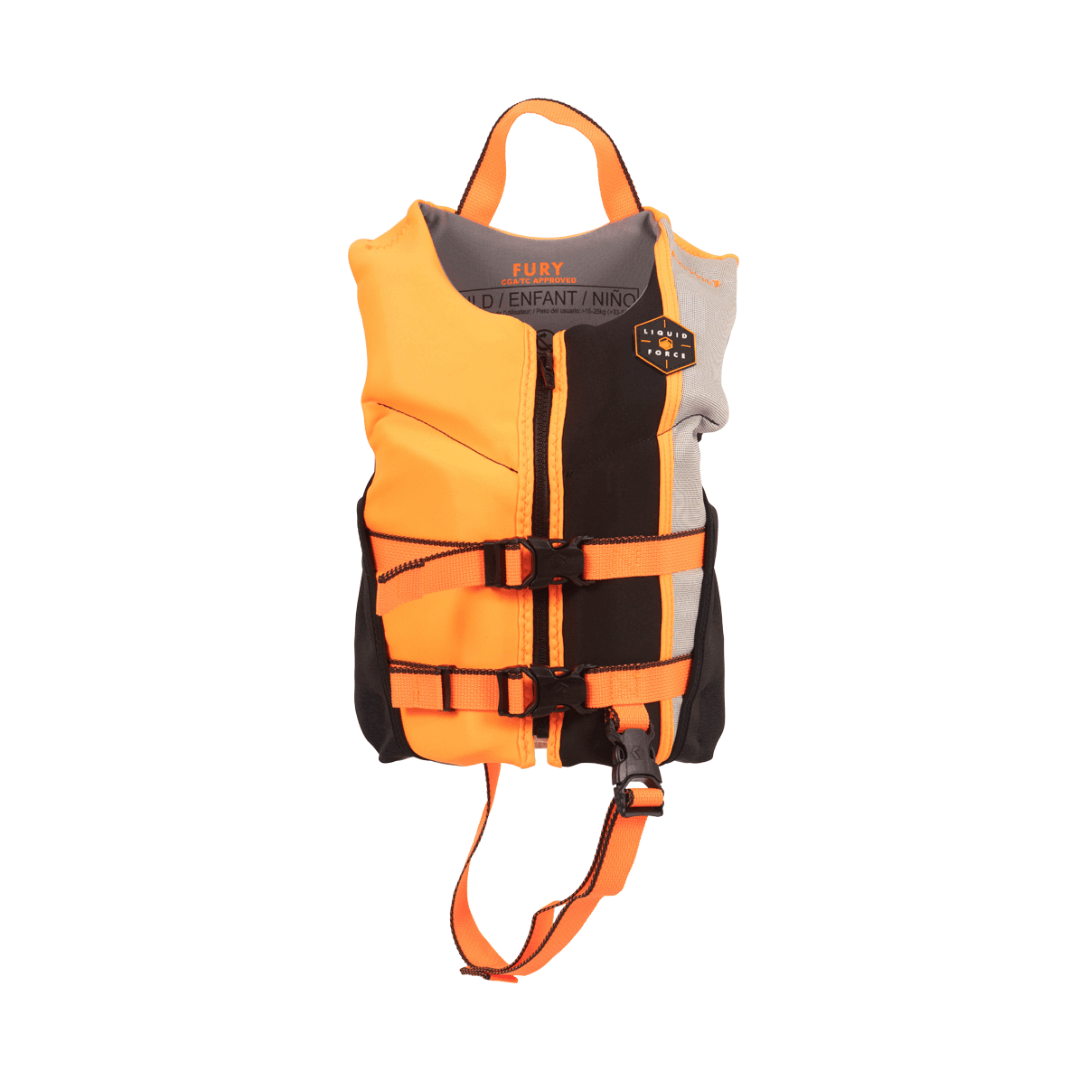 Liquid Force Fury Kids CGA Life Jacket in Black/Orange - BoardCo