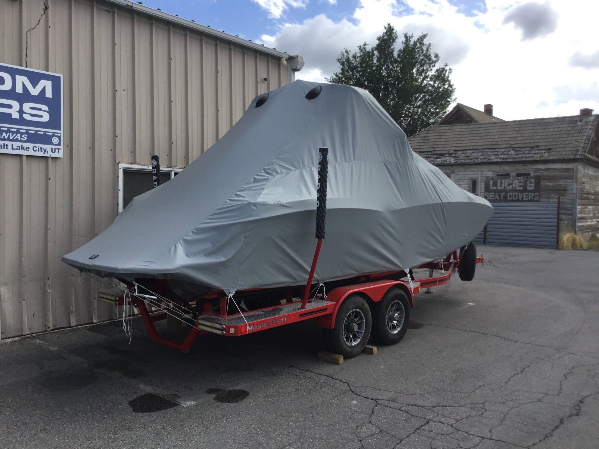 MasterCraft X23 With Factory Bimini Double Up Storage Cover - BoardCo