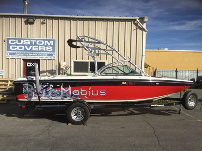 Moomba Mobius LS with Rat - A - Cage Gen 3 Tower and FCT Bimini Double Up Storage Cover - BoardCo