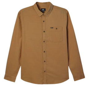 O'Neill Caruso Solid Long Sleeve Shirt in Dark Khaki - BoardCo