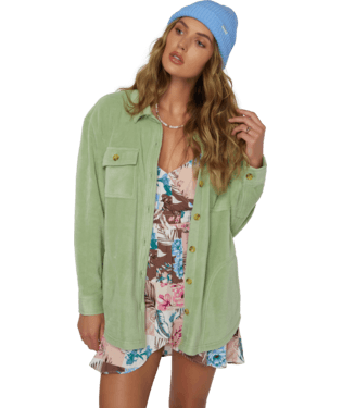 O'Neill Collins Solid Superfleece Shirt Jacket in Basil - BoardCo