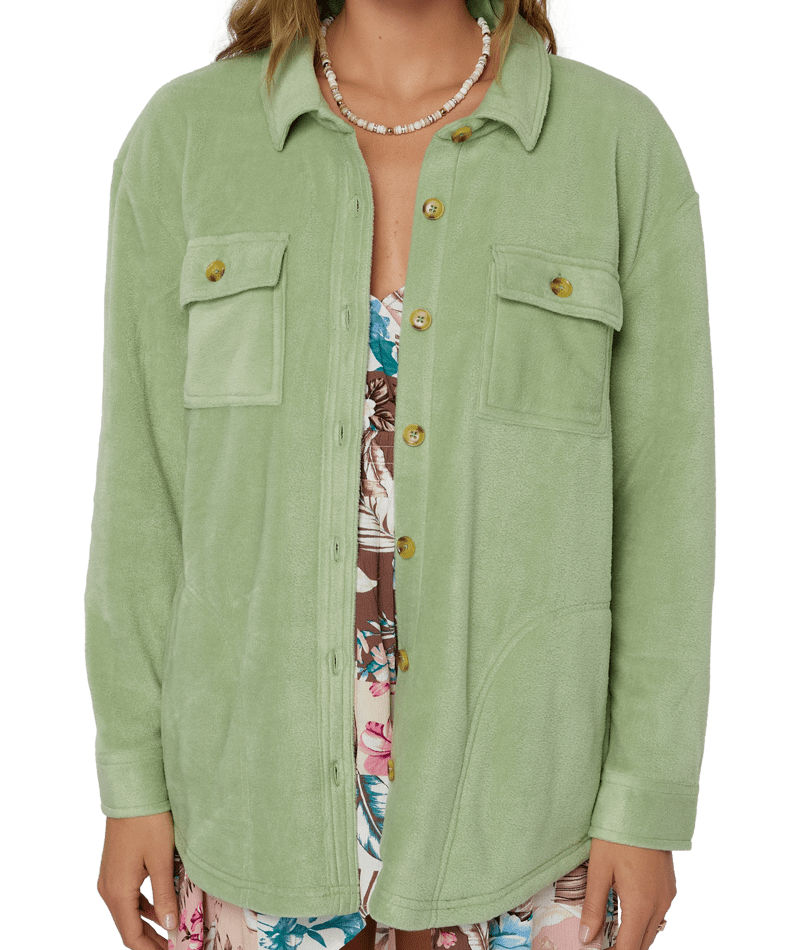 O'Neill Collins Solid Superfleece Shirt Jacket in Basil - BoardCo