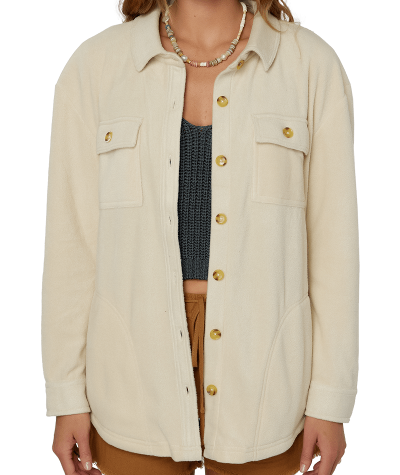 O'Neill Collins Solid Superfleece Shirt Jacket in Stone - BoardCo