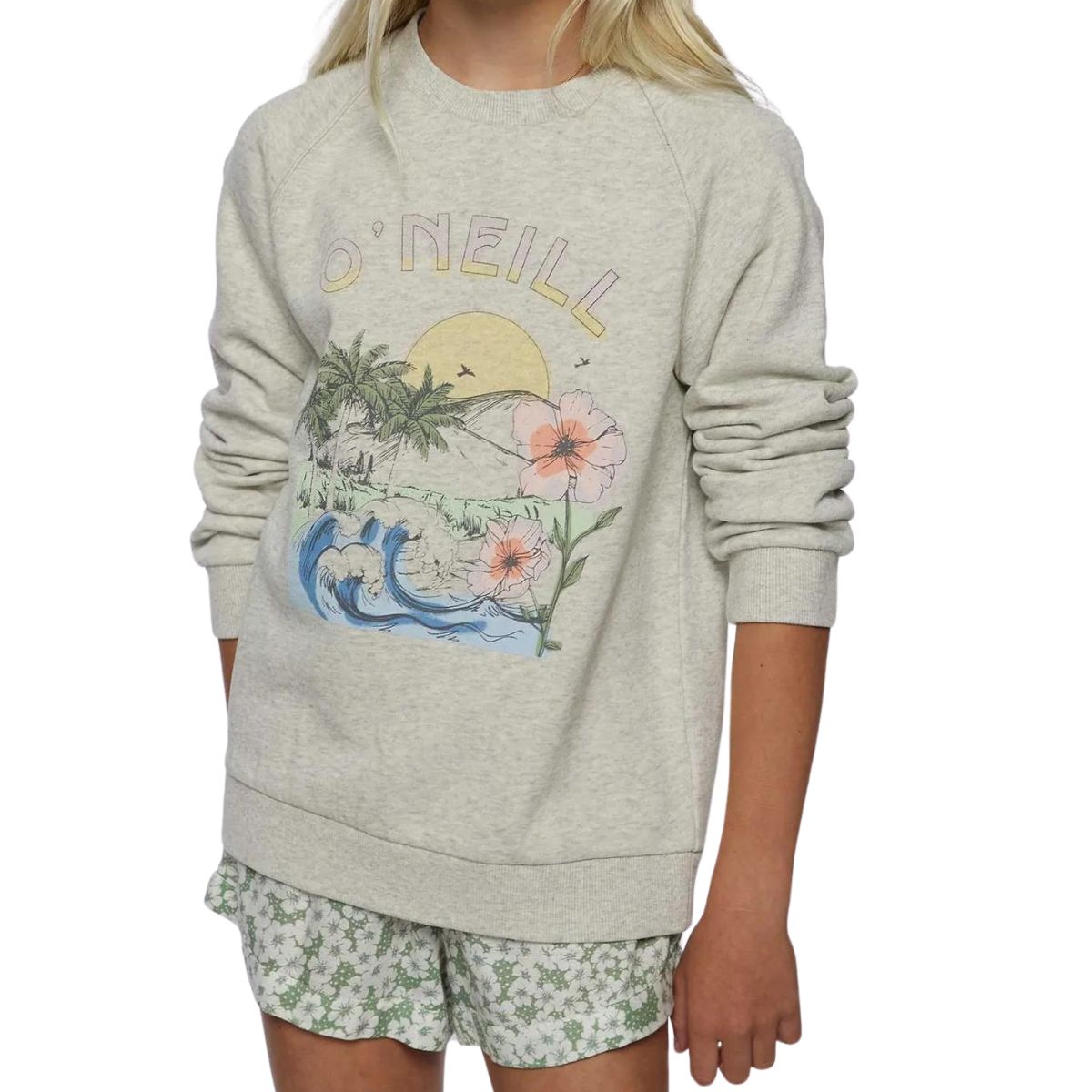 O'Neill Girls Lillia Oversized Pullover in Heather Grey - BoardCo