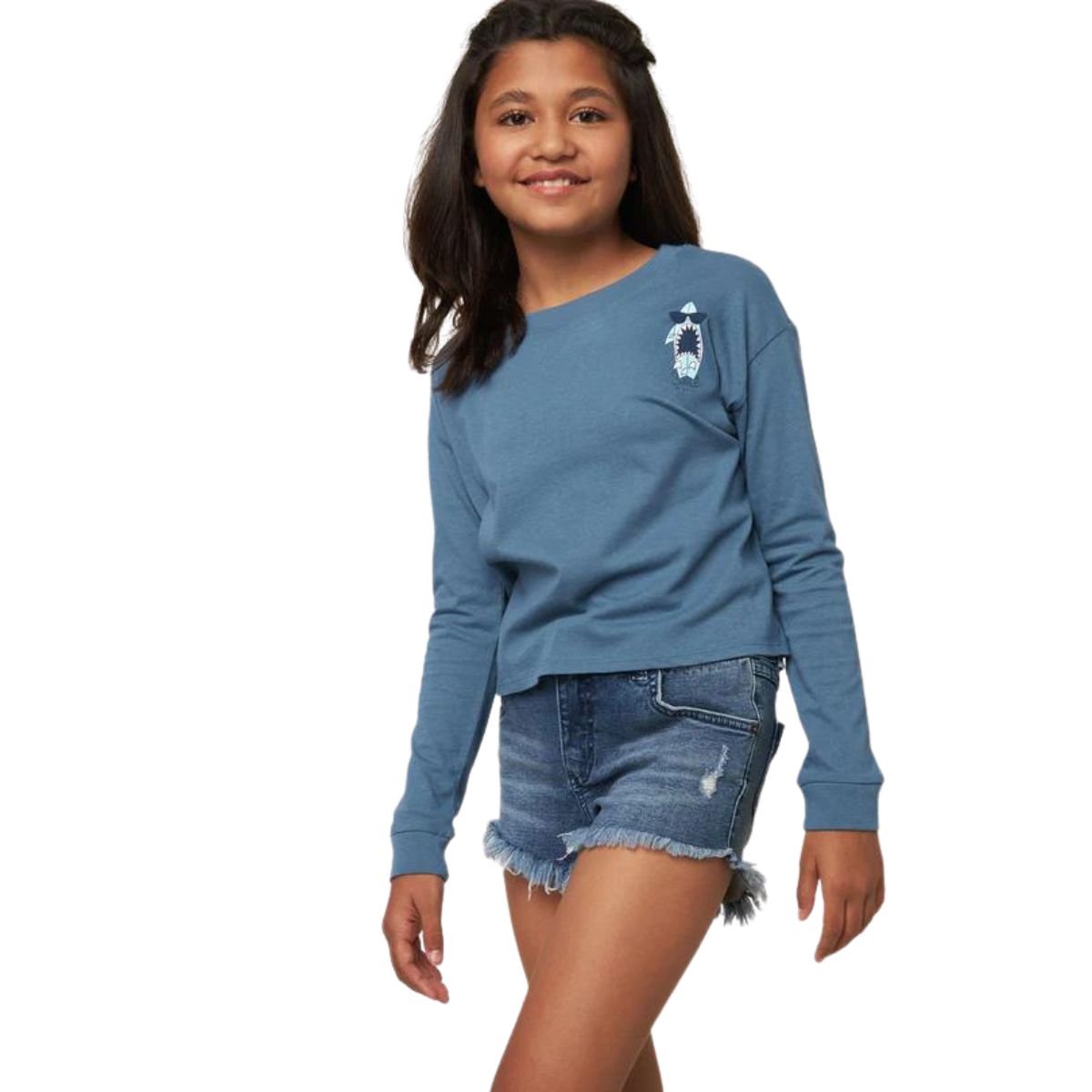 O'Neill Girls Smize Long Sleeve Tee in China Blue - BoardCo