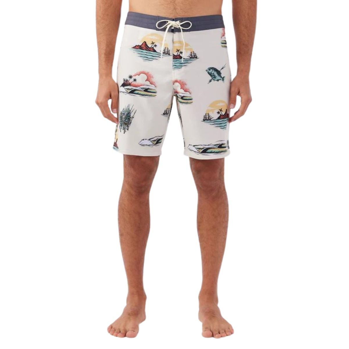 O'Neill Hyperfreak Kevin Walsh 19" Boardshorts in Cream - BoardCo