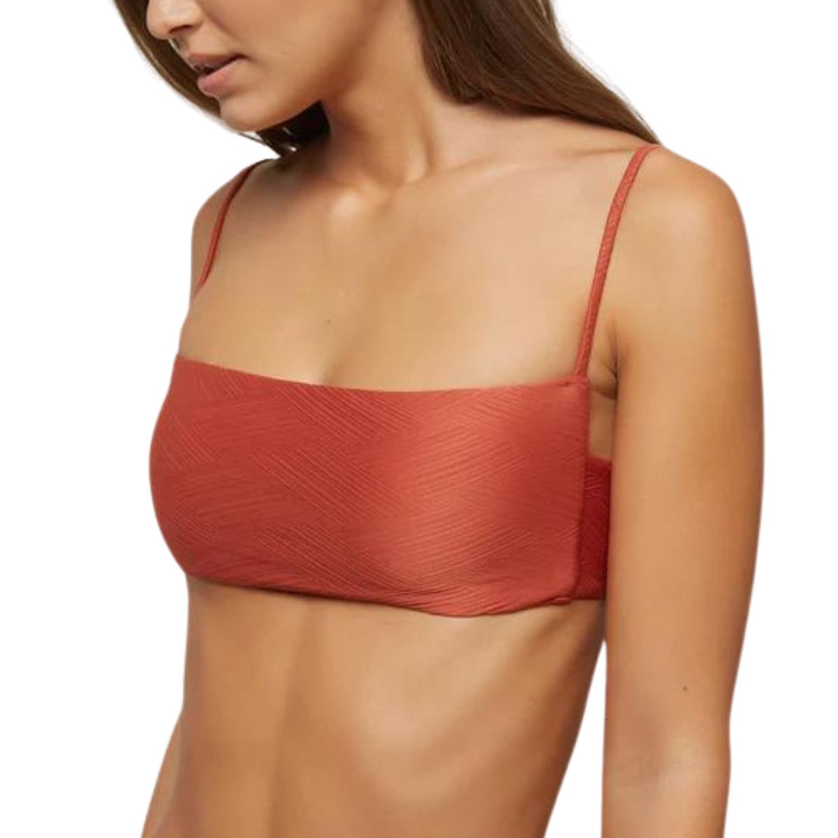 O'Neill Salt Water Solid Textured Bralette Bikini Top in Dark Etruscan Red - BoardCo