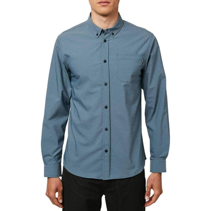 O'Neill Stockton Hybrid Long Sleeve Shirt in Cadet Blue - BoardCo