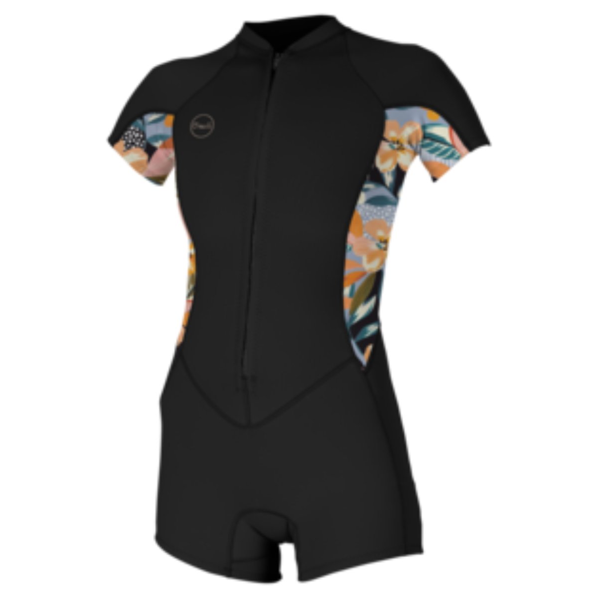 O'Neill Women's Bahia 2/1MM Full Zip S/S Spring Wetsuit in Black/Demiflor - BoardCo