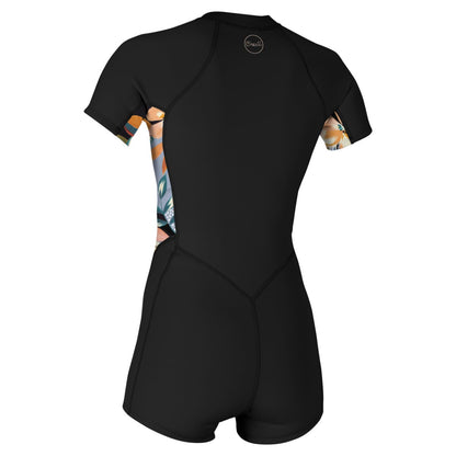 O'Neill Women's Bahia 2/1MM Full Zip S/S Spring Wetsuit in Black/Demiflor - BoardCo