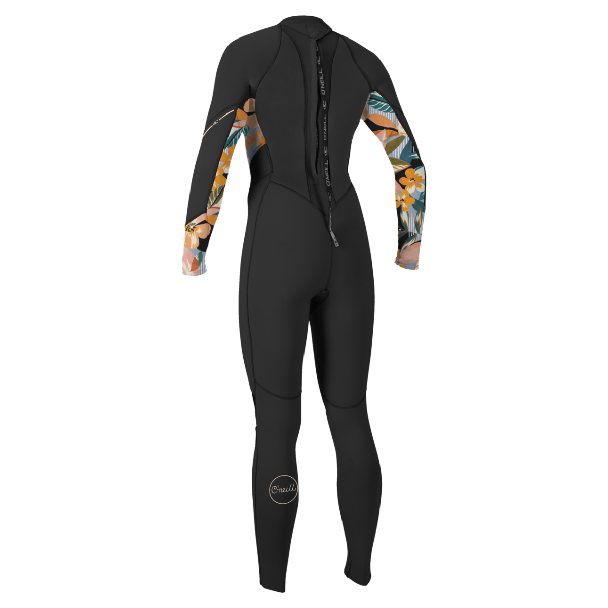 Oneill Women's Bahia 3/2mm Back Zip Full Wetsuit in Black and Demiflor - BoardCo