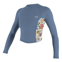 O'Neill Women's Print Midriff Long Sleeve Crop UPF Top in Infinity/Talitha - BoardCo