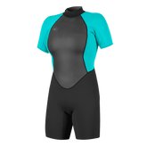 O'Neill Women's Reactor-2 2mm BZ SS Spring Wetsuit in Black/Aqua - BoardCo