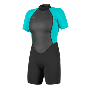 O'Neill Women's Reactor-2 2mm BZ SS Spring Wetsuit in Black/Aqua - BoardCo