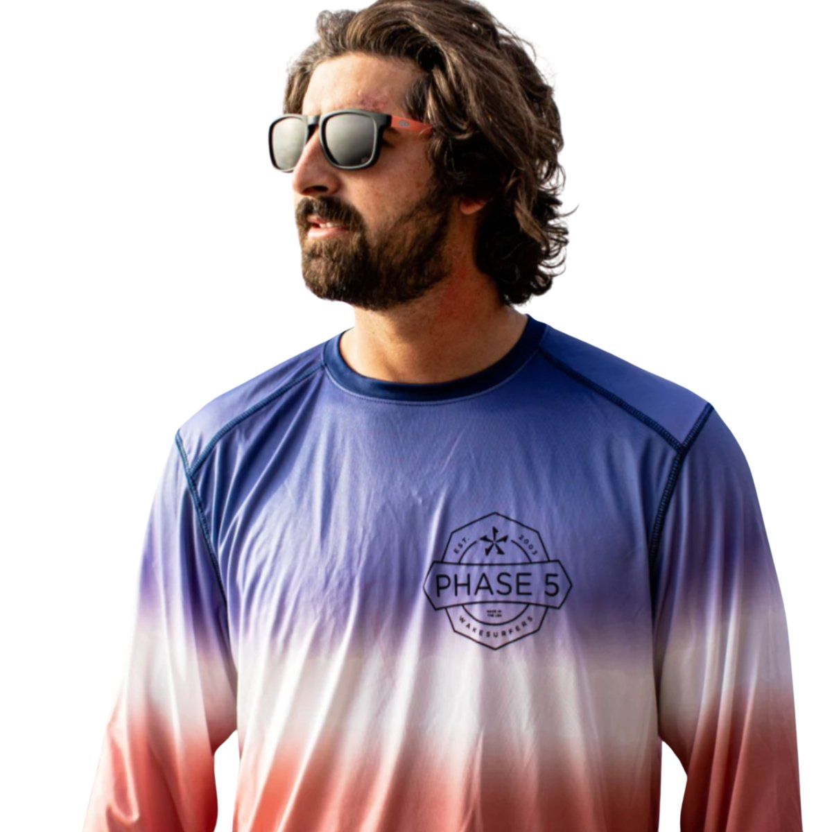 Phase 5 Banner SPF Long Sleeve in Navy/Red - BoardCo