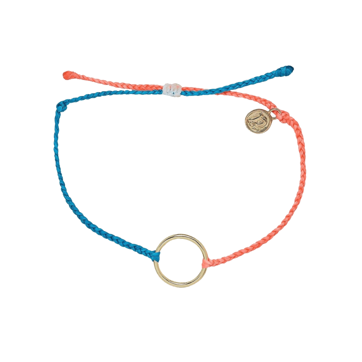 Pura Vida 2 Tone Full Circle Gold Bracelet in Neon Blue/Strawberry - BoardCo