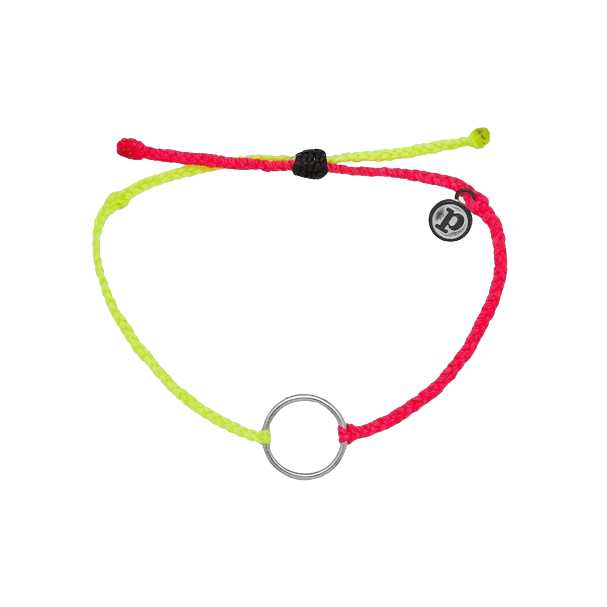 Pura Vida 2 Tone Full Circle Silver Bracelet in Neon Yellow/Neon Pink - BoardCo