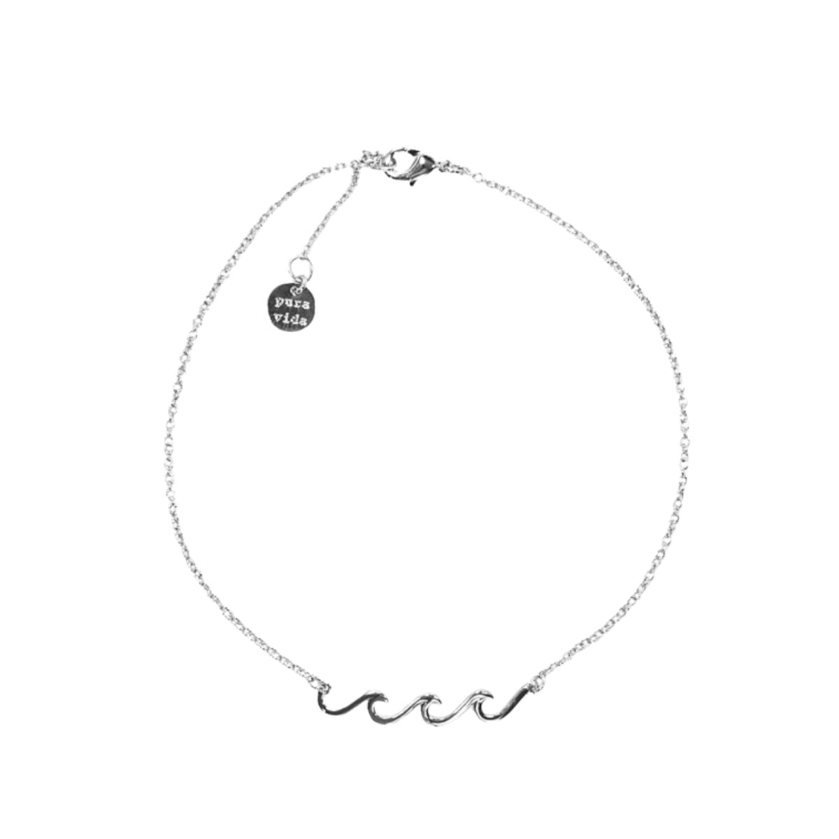 Pura Vida Delicate Wave Anklet in Silver - BoardCo