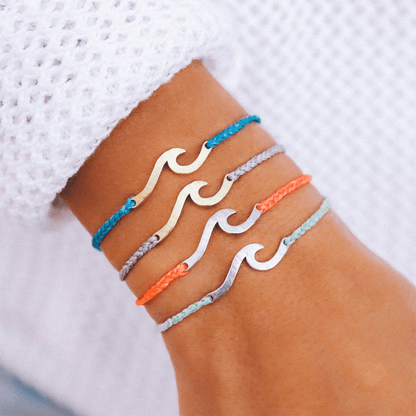 Pura Vida Hammered Wave Gold Bracelet in Light Grey - BoardCo