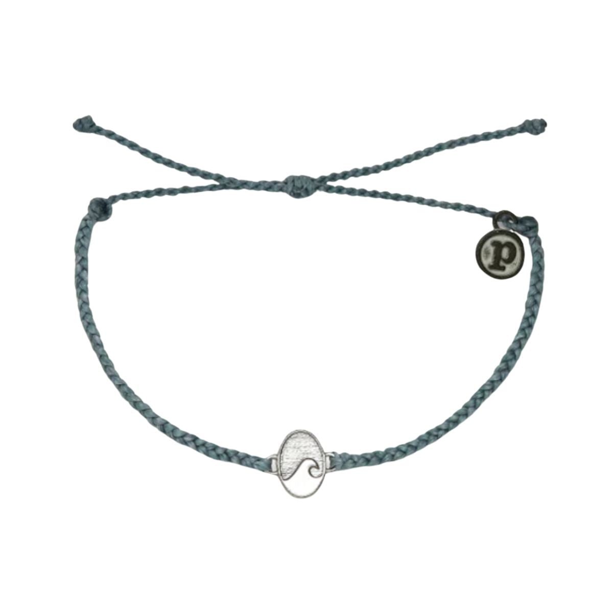 Pura Vida Montauk Wave Silver Charm Bracelet in Smoke Blue - BoardCo