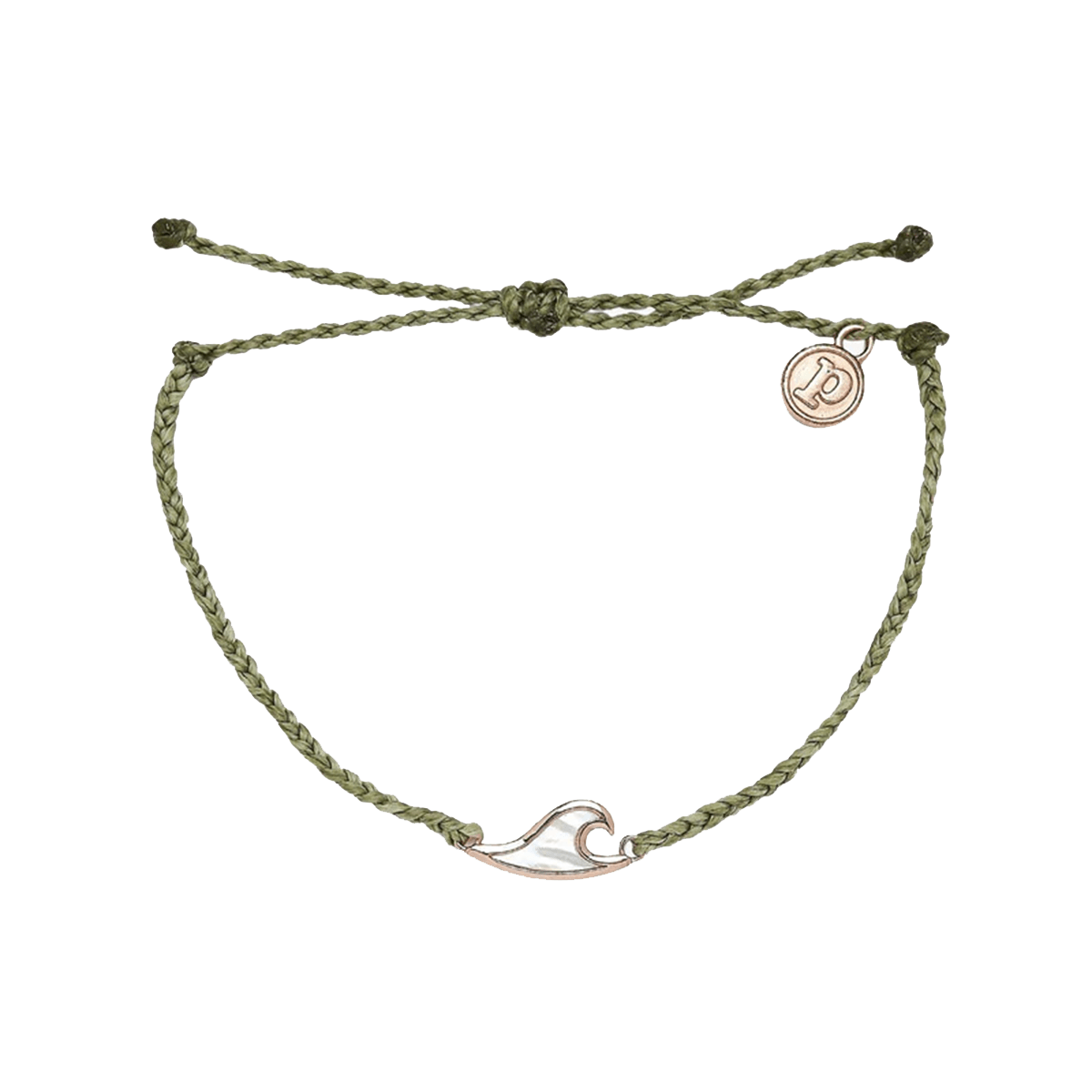 Pura Vida Mother of Pearl Wave Rose Gold Bracelet in Sage Green
