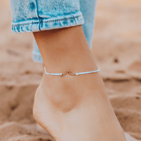 Pura Vida Shoreline Rose Gold Anklet in White - BoardCo