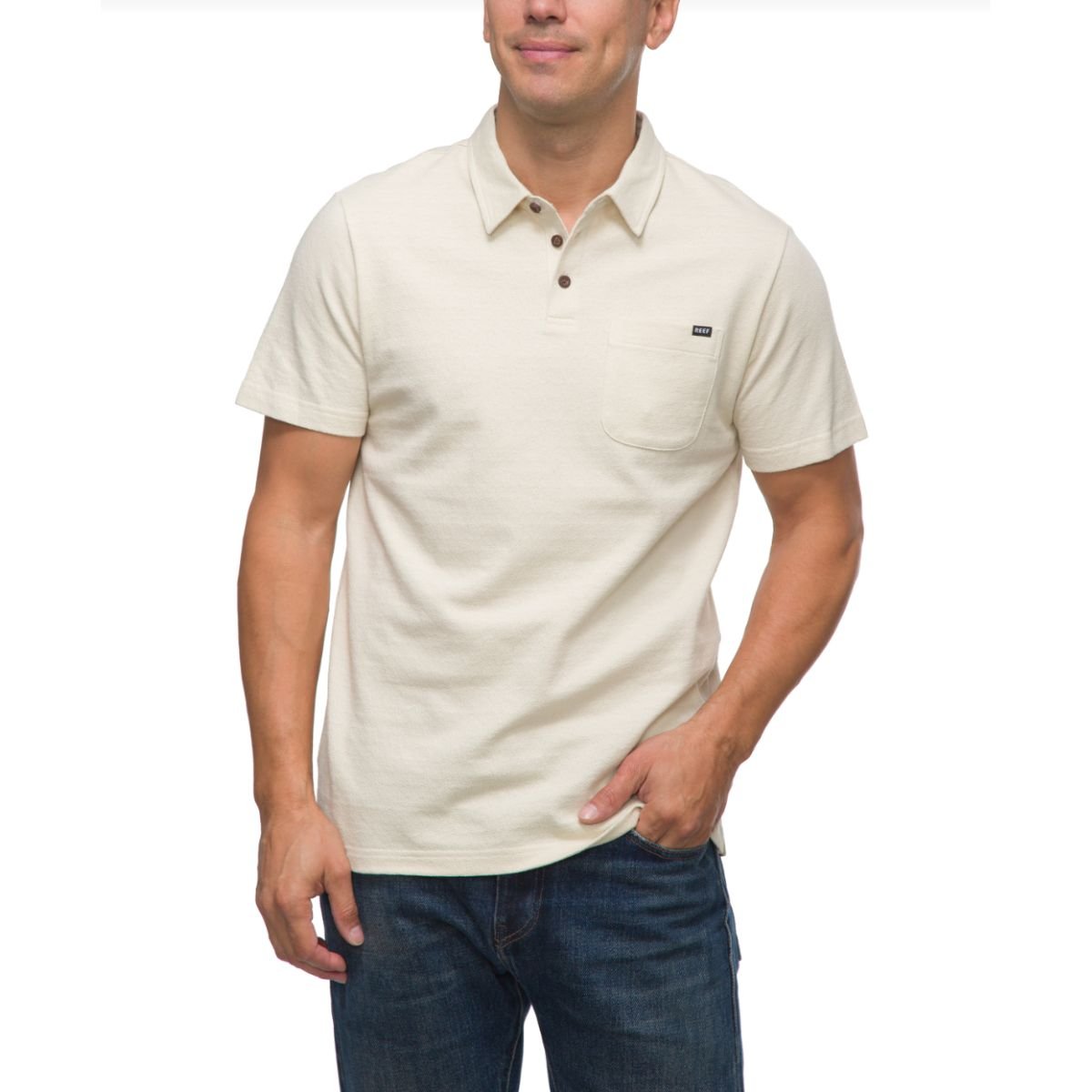 Reef Atwell Short Sleeve Knit Polo in Fog - BoardCo