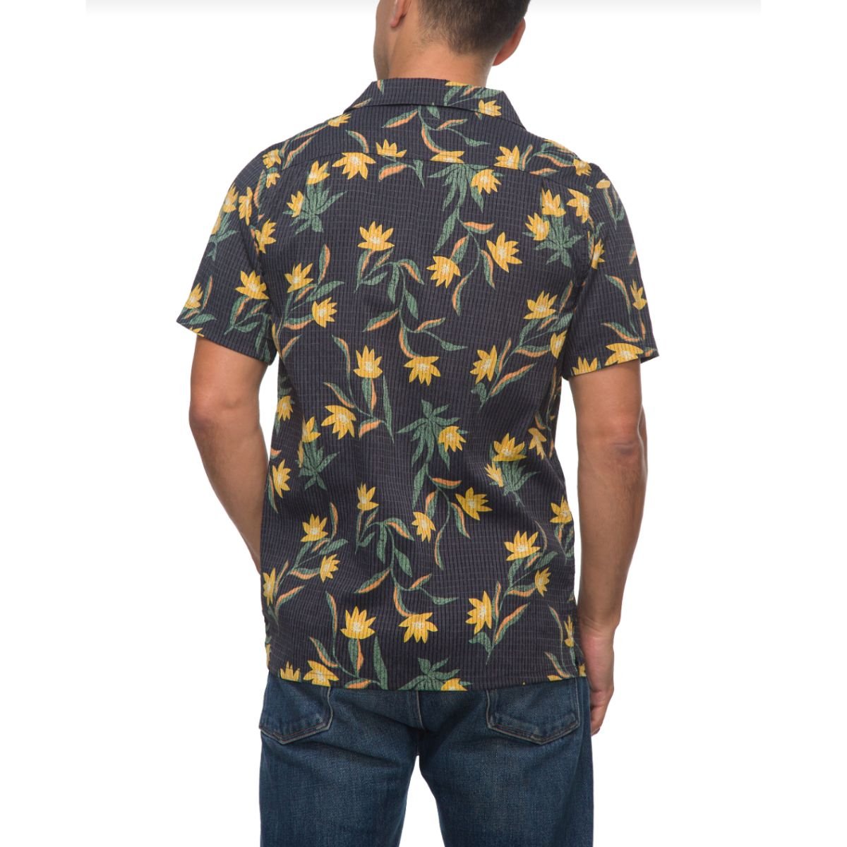 Reef Blake Short Sleeve Woven Men's Top in Caviar - BoardCo