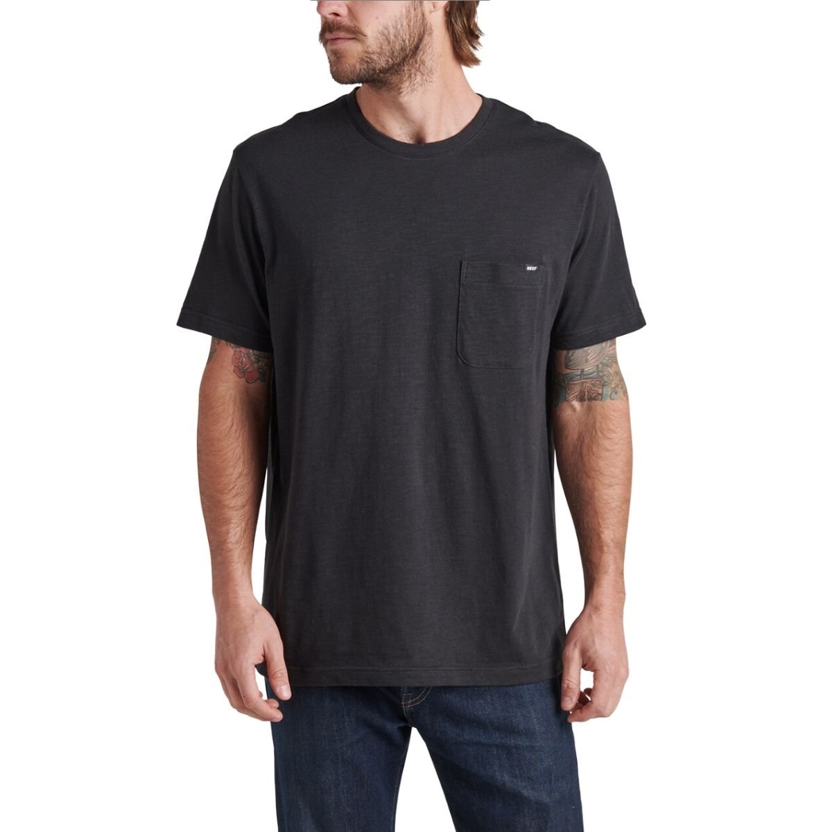 Reef Humboldt Short Sleeve Men's Pocket Tee in Caviar - BoardCo