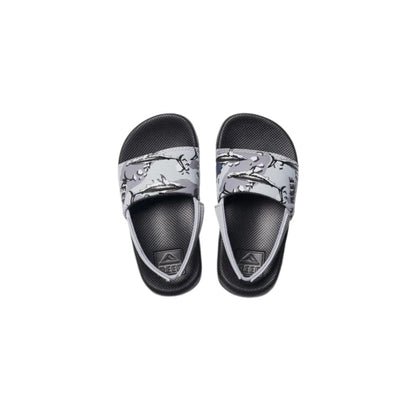 Reef Little One Kids Slide Sandal in Grey Camo Shark - BoardCo