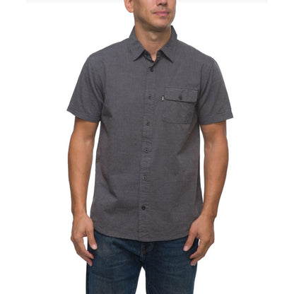Reef Winfred Short Sleeve Poplin Shirt in Caviar - BoardCo