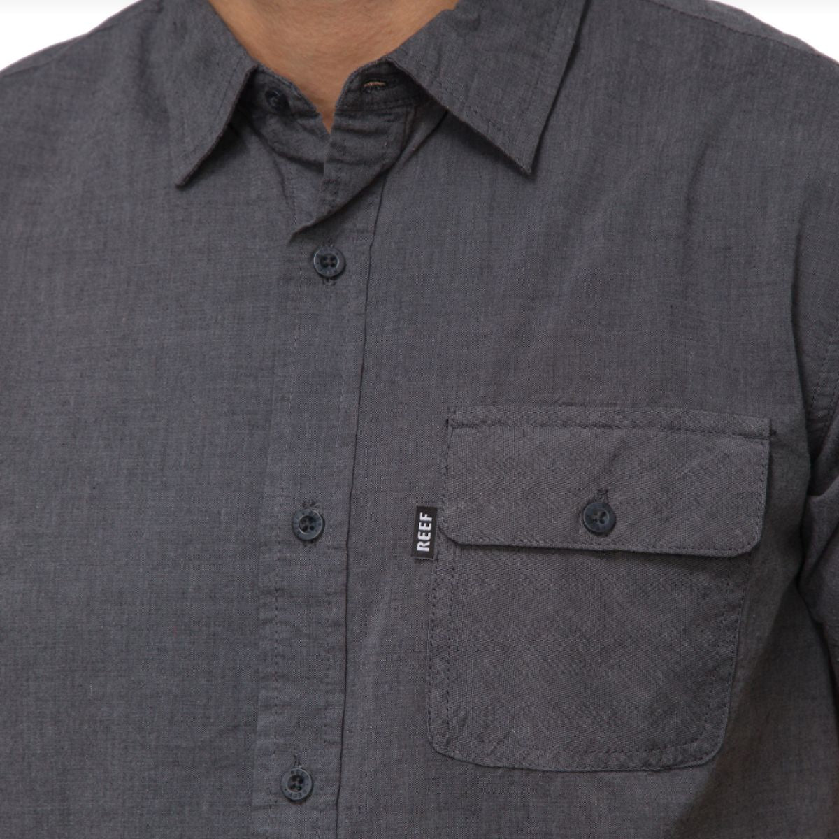 Reef Winfred Short Sleeve Poplin Shirt in Caviar - BoardCo