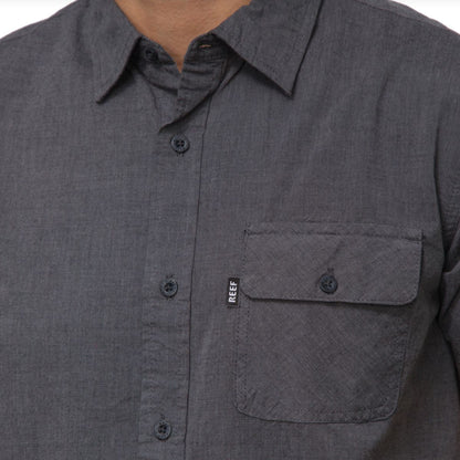 Reef Winfred Short Sleeve Poplin Shirt in Caviar - BoardCo