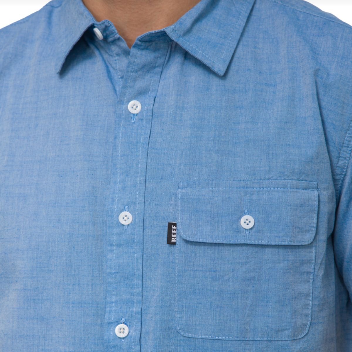 Reef Winfred Short Sleeve Poplin Shirt in Olympian Blue - BoardCo