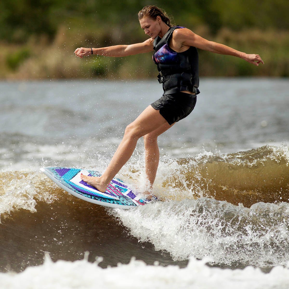 Ronix Women's Koal w/Technora Fish Wakesurf Board Blue/Purple/Pink 2018 - BoardCo